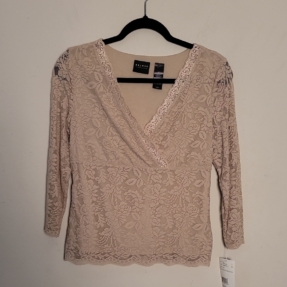 Y2K Axcess Beige Lace Babydoll Top Sz M NWT Vintage